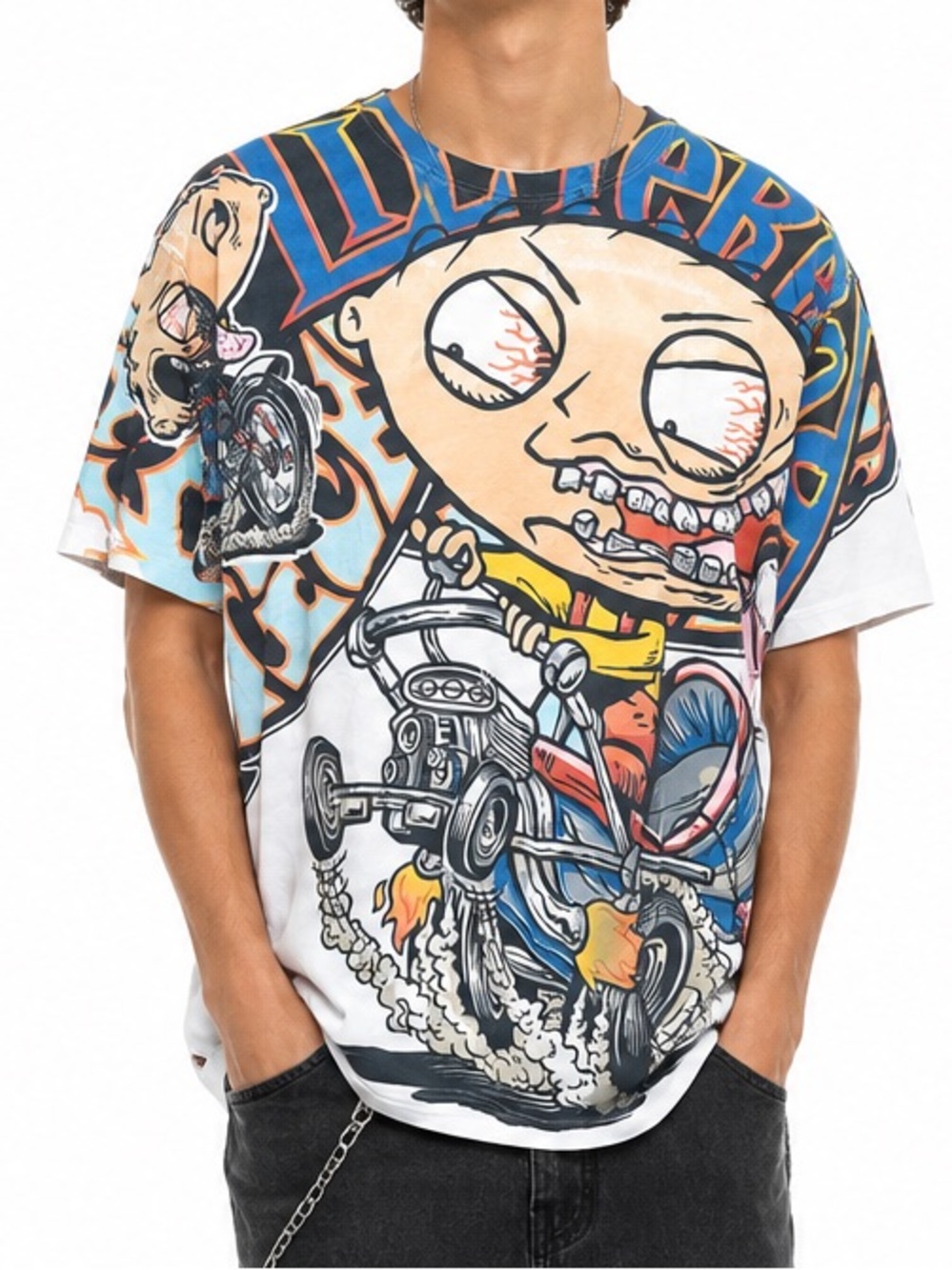 Family Guy Stewie All Over Print Graphic T-Shirt XL 2012 Motorcycle Tee